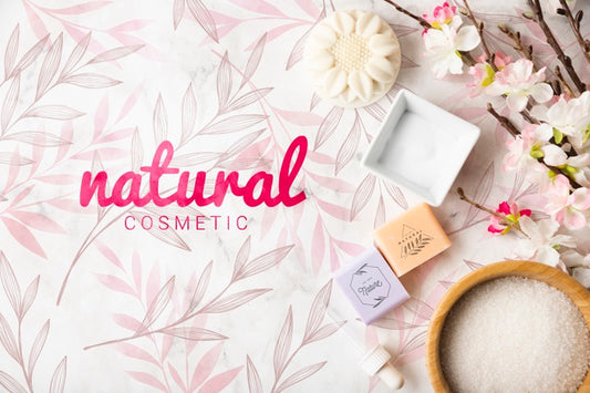 Free Top View Of Natural Cosmetic Products Psd
