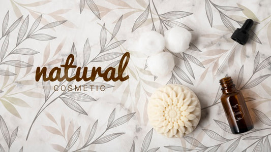 Free Top View Of Natural Essential Oil And Soap Cosmetics Psd