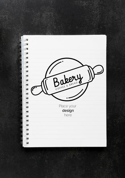 Free Top View Of Notebook For Bakery Psd