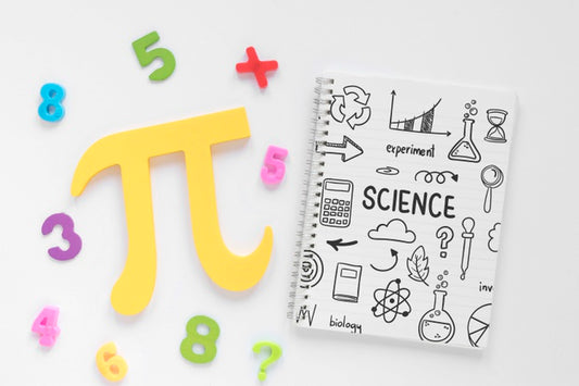 Free Top View Of Notebook With Pi Sign Psd