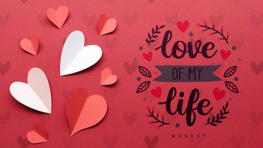Free Top View Of Paper Hearts With Love Message Psd