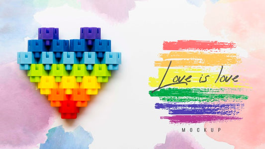 Free Top View Of Rainbow Colored Heart With Message Psd