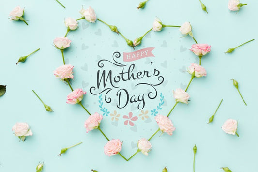 Free Top View Of Rose Heart Shape For Mothers Day Psd