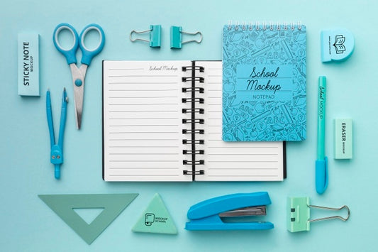 Free Top View Of School Supplies Collection Mock-Up Psd