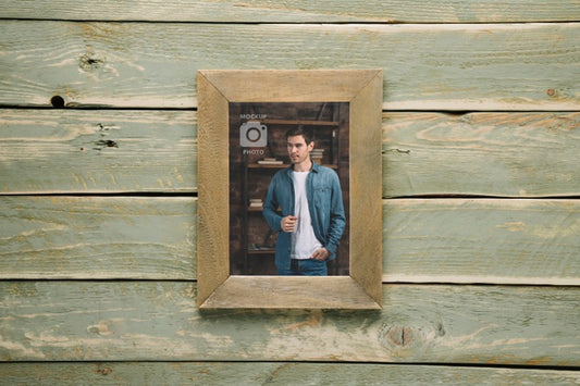 Free Top View Of Simple Wooden Frame Psd