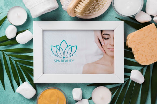 Free Top View Of Spa Concept Mock-Up Psd