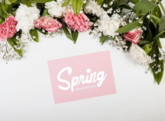 Free Top View Of Spring Carnations Psd