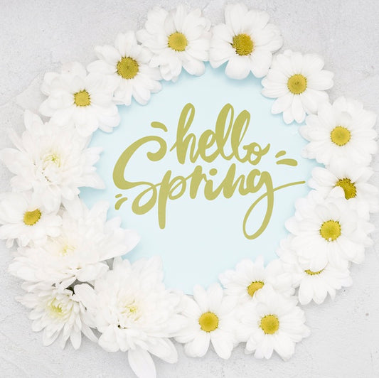 Free Top View Of Spring Chamomile Psd