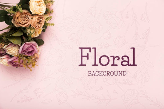 Free Top View Of Spring Rose Bouquet Psd