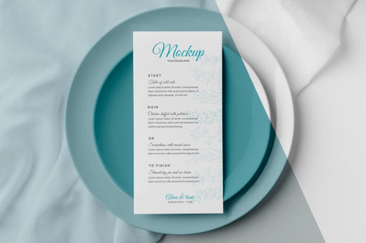Free Top View Of Table Arrangement With Plates And Spring Menu Mock-Up Psd