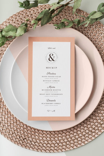 Free Top View Of Table Arrangement With Spring Menu Mock-Up And Placemat Psd