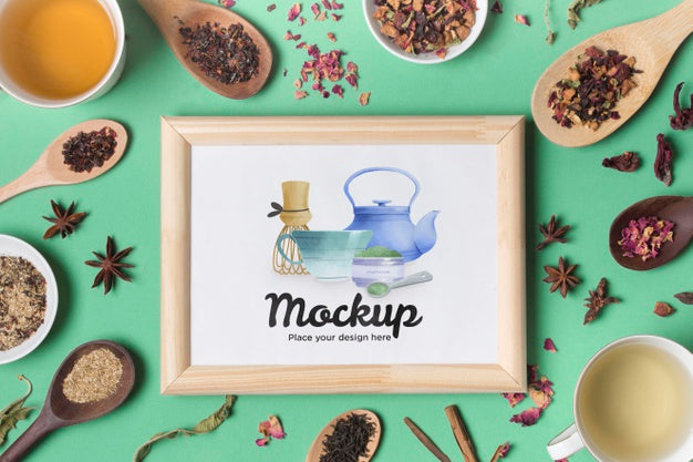 Free Top View Of Tea Concept Mock-Up Psd