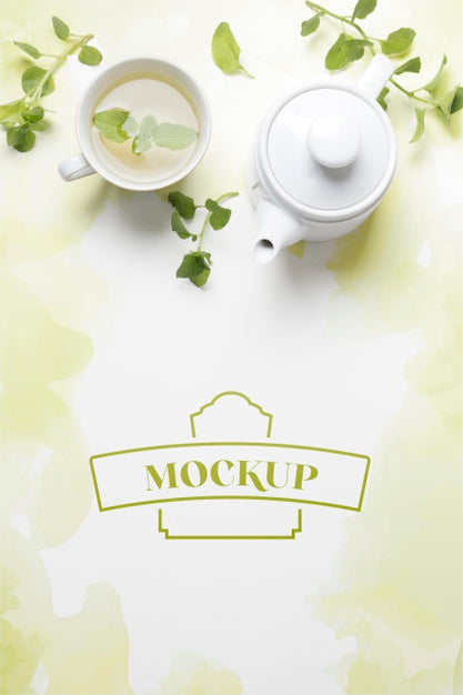 Free Top View Of Tea Concept Mock-Up Psd