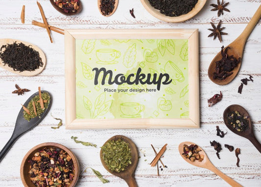 Free Top View Of Tea Concept Mock-Up Psd