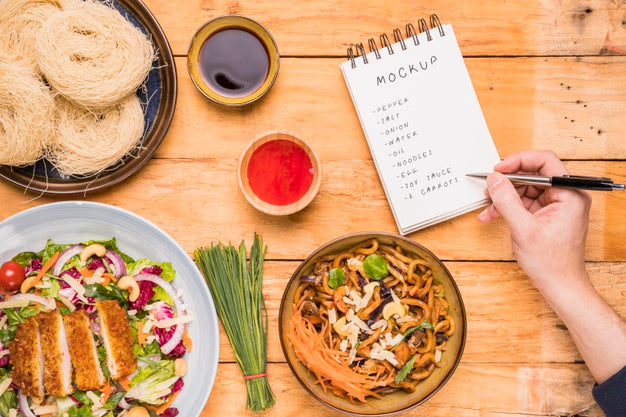 Free Top View Of Thai Food Concept Mock-Up Psd
