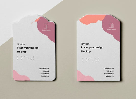 Free Top View Of Two Business Cards With Braille Psd
