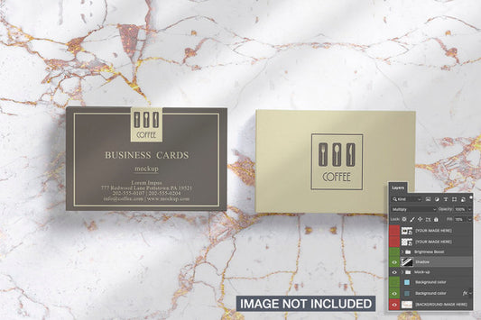 Free Top View Of Two Horizontal Business Card Stacks Mockup Psd