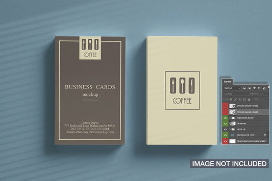 Free Top View Of Two Vertical Business Card Stack Mockup Psd