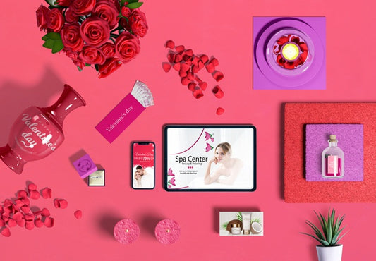 Free Top View Of Valentine'S Day Concept Psd