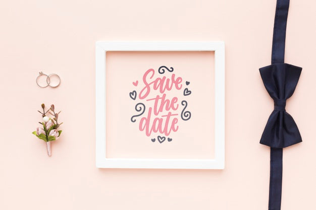 Free Top View Of Wedding Concept Mock-Up Psd