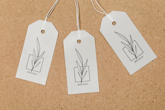Free Top View Of Zero Waste Price Tags Mock-Up Psd