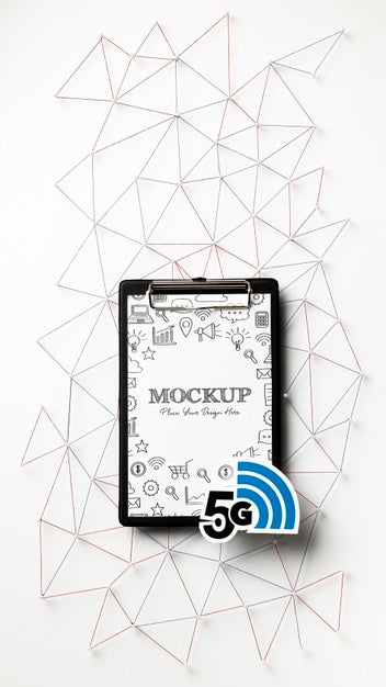 Free Top View On 5G Mockup Design Psd