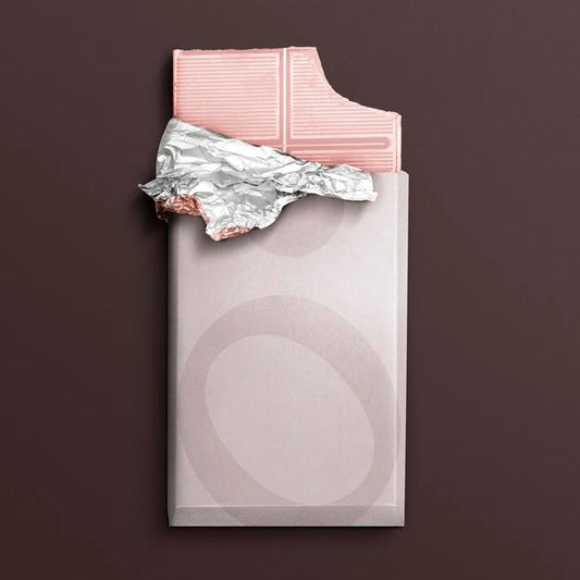 Free Top View On Pink Chocolate Packaging Mockup Psd