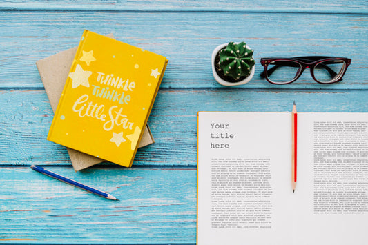 Free Top View Open Book Mockup Psd