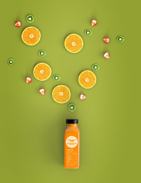 Free Top View Orange Smoothie Mock-Up Psd