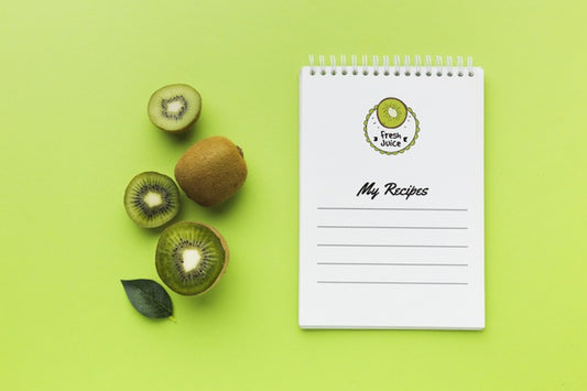 Free Top View Organic Kiwi Concept With Mock-Up Psd