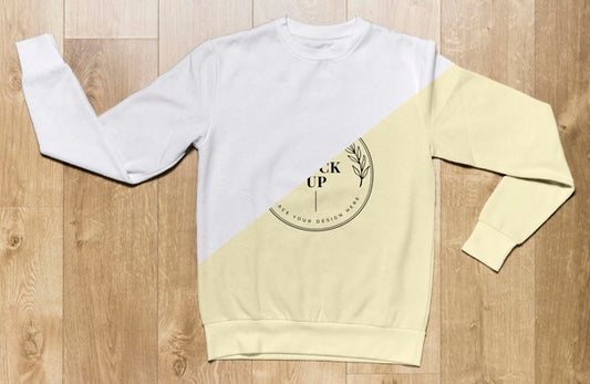 Free Top View Pale Yellow Hoodie Mock-Up Psd