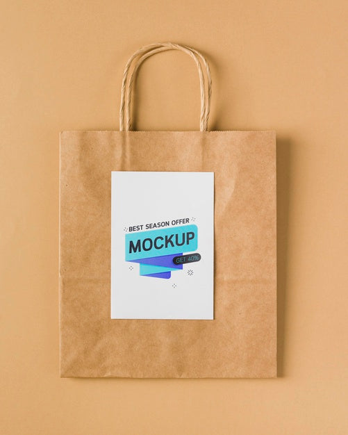 Free Top View Paper Bag Mock-Up With Handles Psd