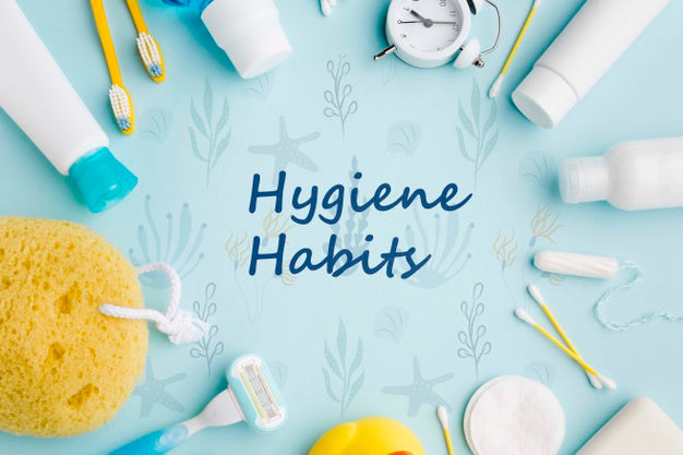 Free Top View Personal Care Accessories For Hygiene Habits Psd