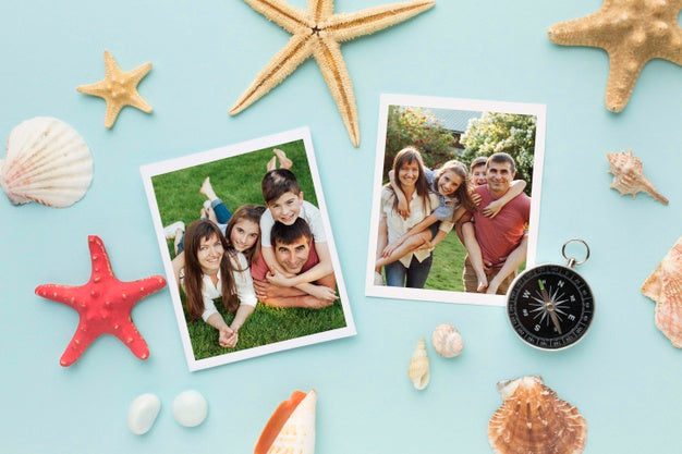 Free Top View Photos And Starfish Arrangement Psd