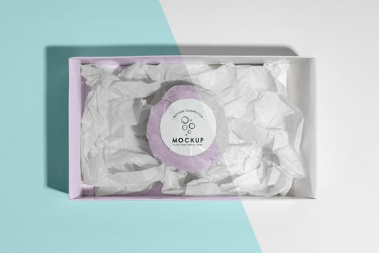 Free Top View Pink Bath Bomb In Box Psd