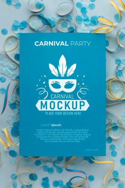 Free Top View Poster Mock-Up With Confetti Psd