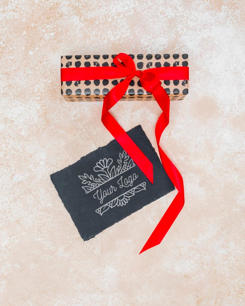 Free Top View Present Wrapped With Ribbon Psd