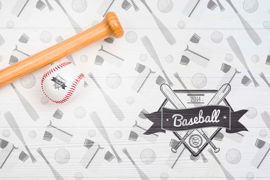 Free Top View Professional Baseball Bat And Ball Psd