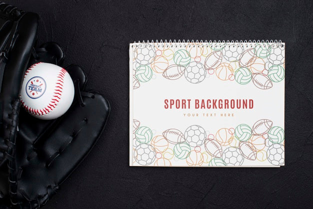Free Top View Professional Baseball Glove And Ball Psd