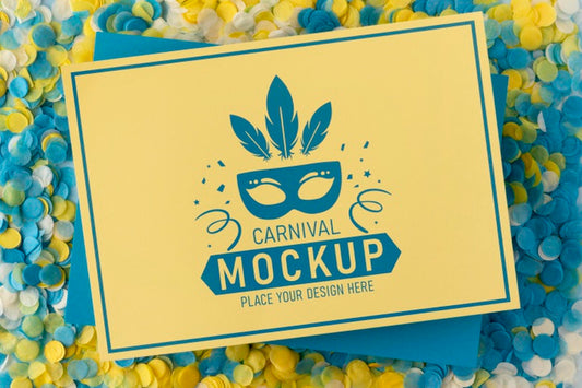 Free Top View Rectangle Mock-Up With Confetti Psd