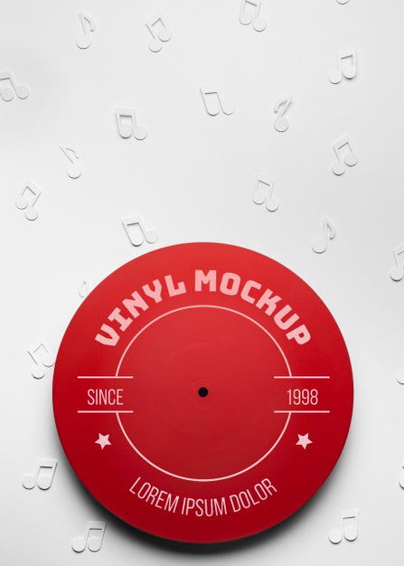 Free Top View Red Vinyl Mockup Psd