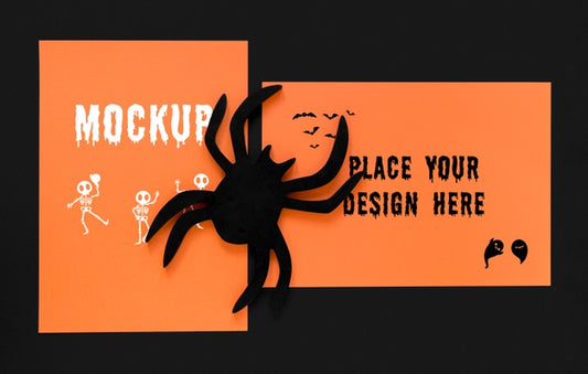 Free Top View Scary Spider Mock-Up Psd