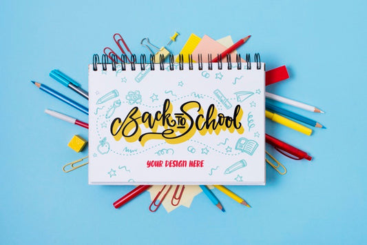 Free Top View School Supplies With Mock-Up Psd