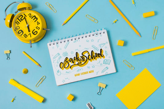 Free Top View School Supplies With Mock-Up Psd