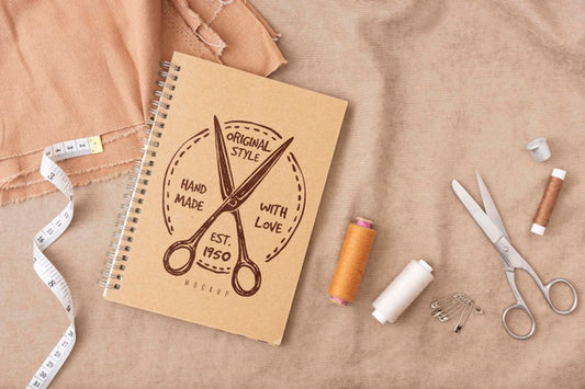 Free Top View Sewing Accessories With Mock-Up Psd