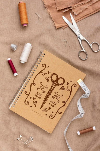 Free Top View Sewing Accessories With Mock-Up Psd