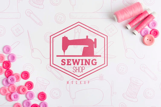 Free Top View Sewing Concept With Mock-Up Psd