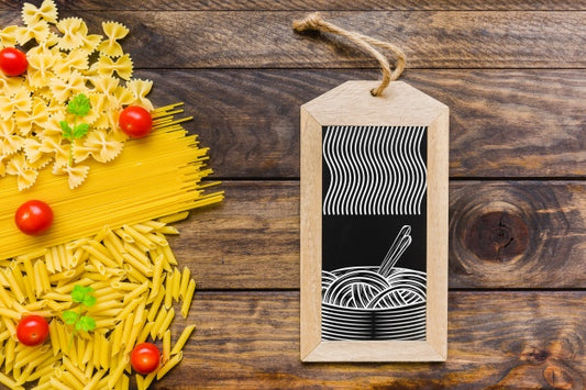 Free Top View Slate Mockup With Pasta Concept Psd