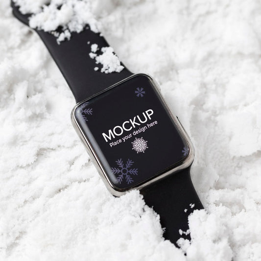 Free Top View Smartwatch In Snow Psd
