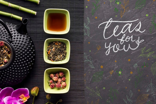 Free Top View Special Tea Herbs And Flowers Psd